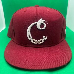 Burgundy Crooks n castle logo fitted hat